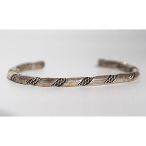 Native American Indian Sterling Silver 925 Twisted Wire‎ Rope Cuff Bracelet